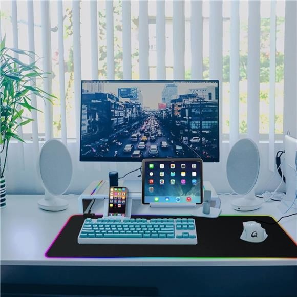 Monitor Stand RGB Adjustable Length Collapsible Monitor Stand w/ Led Light Strip - Picture 4 of 6